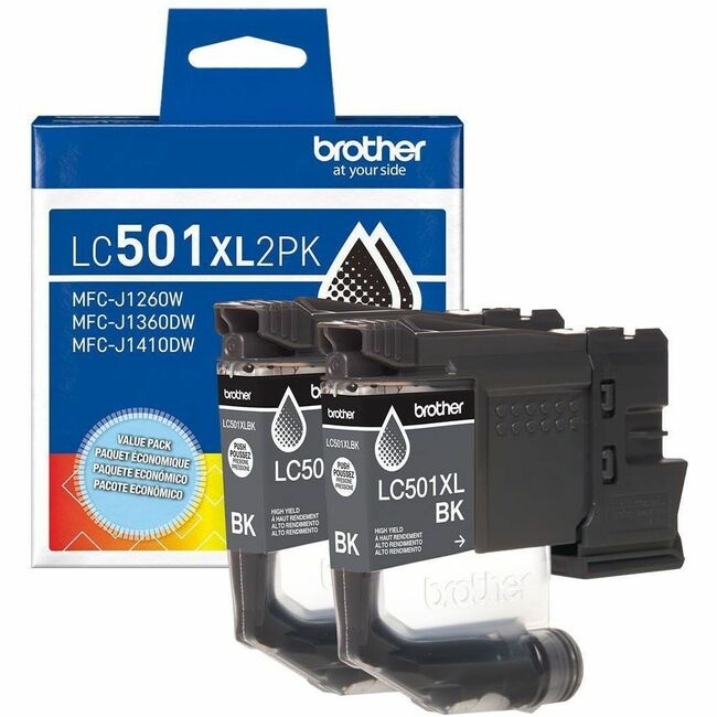 Brother Genuine LC501XL2PK Twin Pack High Yield Black Ink Cartridges