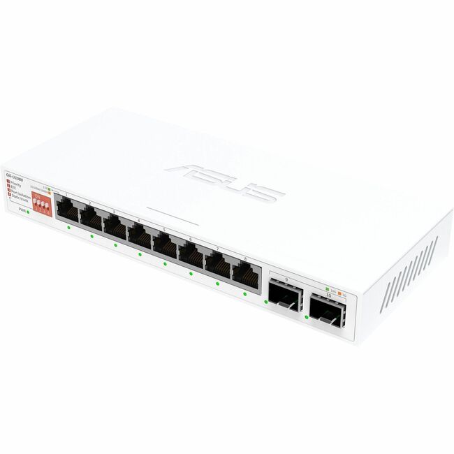 Asus QG-U1080, 8-Port 2.5G and 2-Port 10G SFP+ Unmanaged Switch, Support 4 Intelligent Modes, Home Network Hub, Office Ethernet Splitter, Plug and Play, Easy Setup, Desktop, Silent Operation