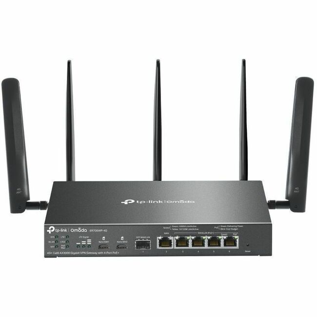 TP-Link Omada 4G+ Cat6 AX3000 Wi-Fi 6 Gigabit VPN Gateway with 4-Port PoE+
