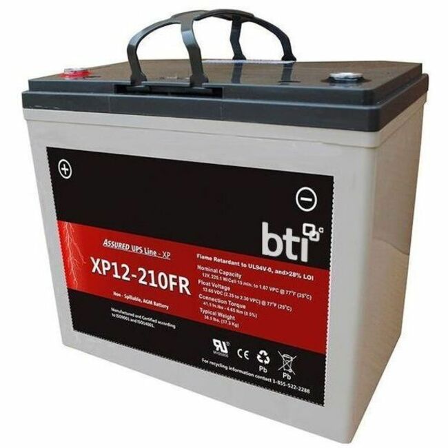 BTI XP12-210FR-BTI 12V 225W 51.6AH SEALED LEAD ACID BATTERY FOR VARIOUS BACK-UP UPS SYSTEMS, ALARM SYSTEMS, DATA CENTERS