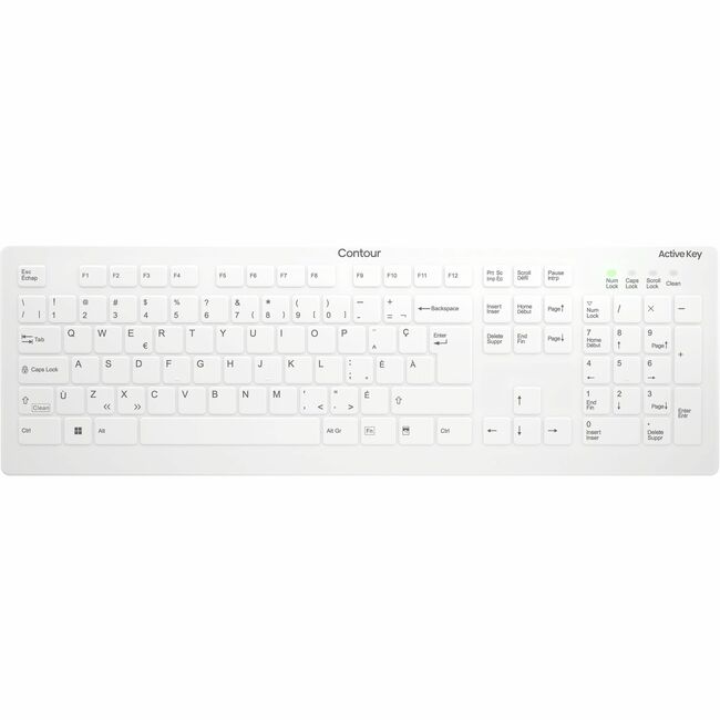 Contour Active Key QuickClean Medical Keyboard IP68 Full-Size Wireless White CF C8112