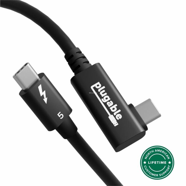Plugable Thunderbolt 5 240W Cable with Right Angle Connector
