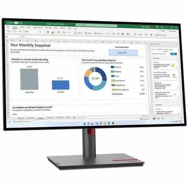 Lenovo DCG - Open Source ThinkVision P27q-30 27" Class WQHD LED Monitor - 16:9 - Raven Black