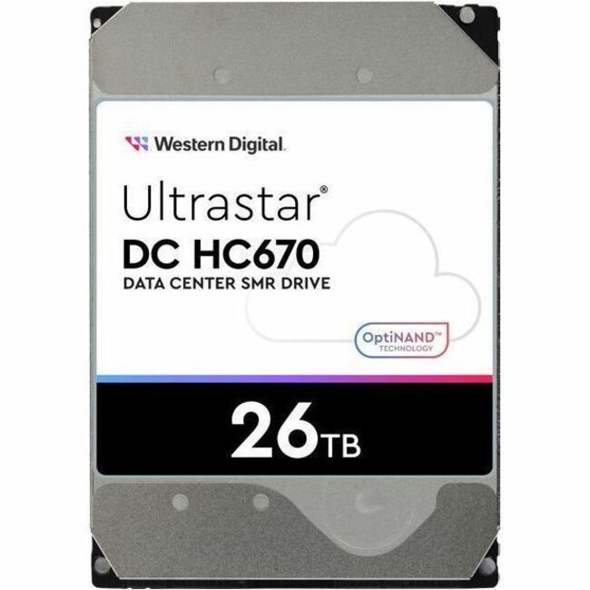 WD Ultrastar DC HC670 WSH722626AL4201 26 TB Hard Drive - Internal - SAS - Shingled Magnetic Recording (SMR) Method - 3.5" Carrier