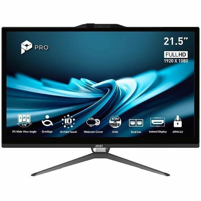 MSI Pro PRO AP222T 14M PRO AP222T 14M-684US All-in-One Computer - Intel Core i3 14th Gen i3-14100 - 8 GB - 512 GB PCI Express NVMe 3.0 x4 SSD - 21.5" Full HD Touchscreen - Desktop - Black
