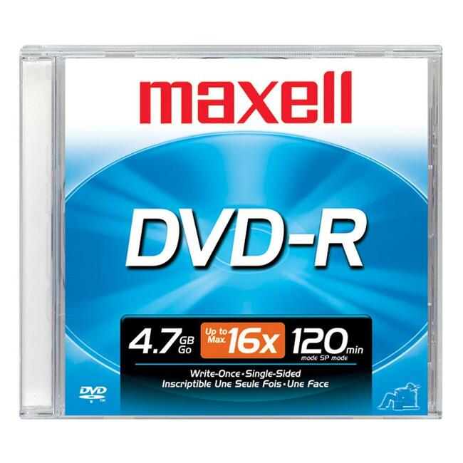 Maxell DVD Recordable Media - DVD-R - 16x - 4.70 GB - 1 Pack Jewel Case