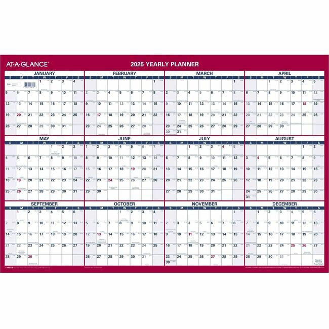 At-A-Glance Reversible Paper Yearly Wall Planner