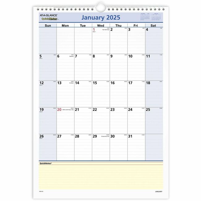 At-A-Glance QuickNotes Monthly Wall Calendar