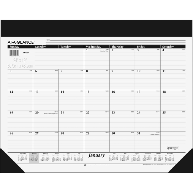 At-A-Glance Classic Monthly Desk Calendar Pad