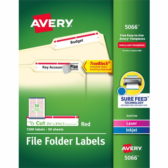 Avery Permanent File Folder Labels with TrueBlock Technology