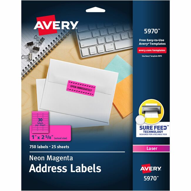 Avery Neon Rectangular Labels for Laser and/or Inkjet Printers
