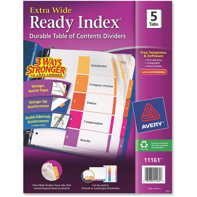 Avery Ready Index Customizable Table of Contents Extra-Wide Dividers