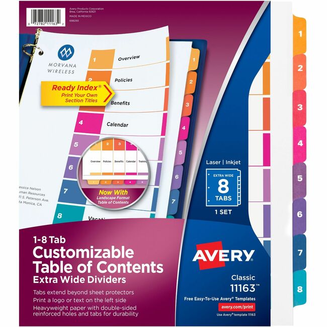 Avery Ready Index Customizable Table of Contents Extra-Wide Dividers