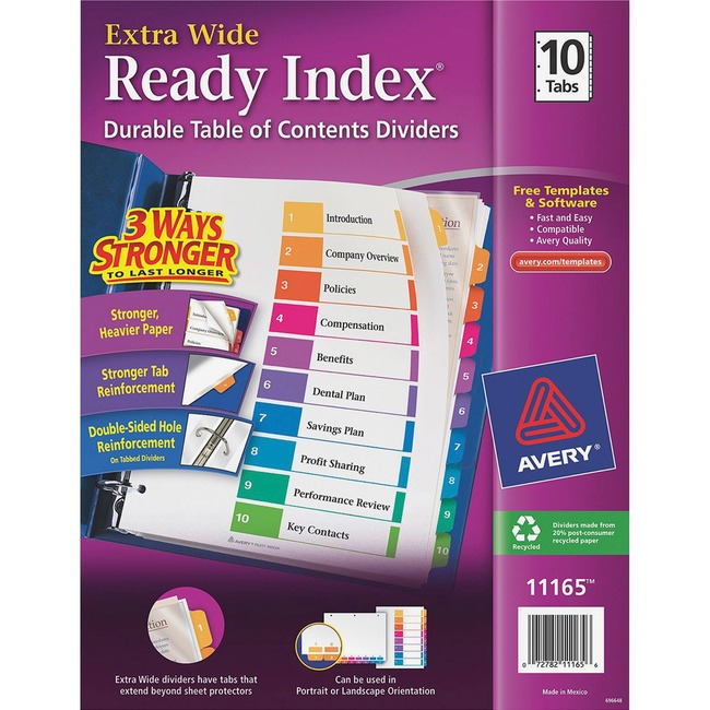 Avery® Ready Index Customizable Table of Contents Extra-Wide Dividers