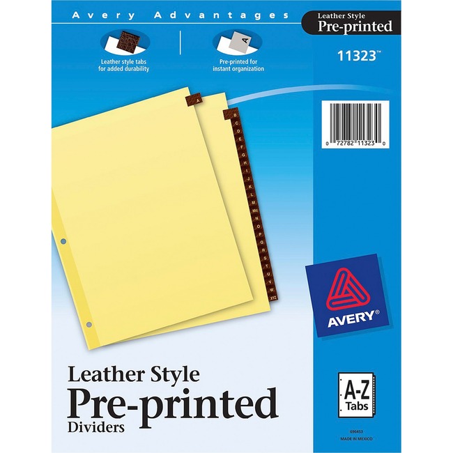 Avery Red Leather Pre-printed Tab Dividers - Clear Reinforced