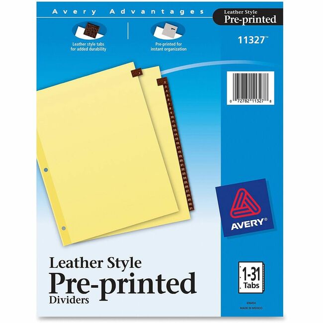 Avery Red Leather Pre-printed Tab Dividers - Clear Reinforced