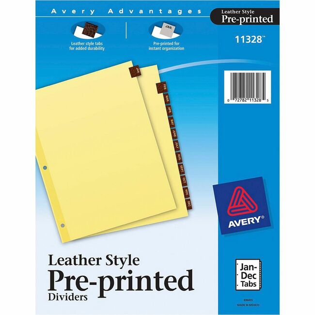 Avery® Red Leather Pre-printed Tab Dividers - Clear Reinforced