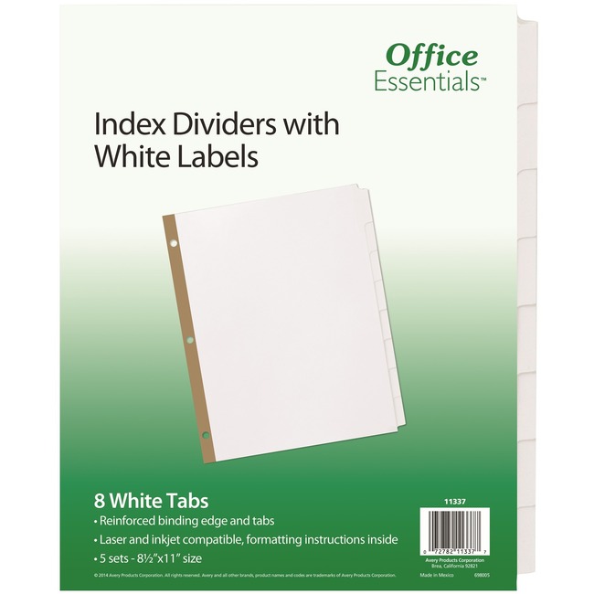 Avery® Office Essentials Index Dividers with White Labels