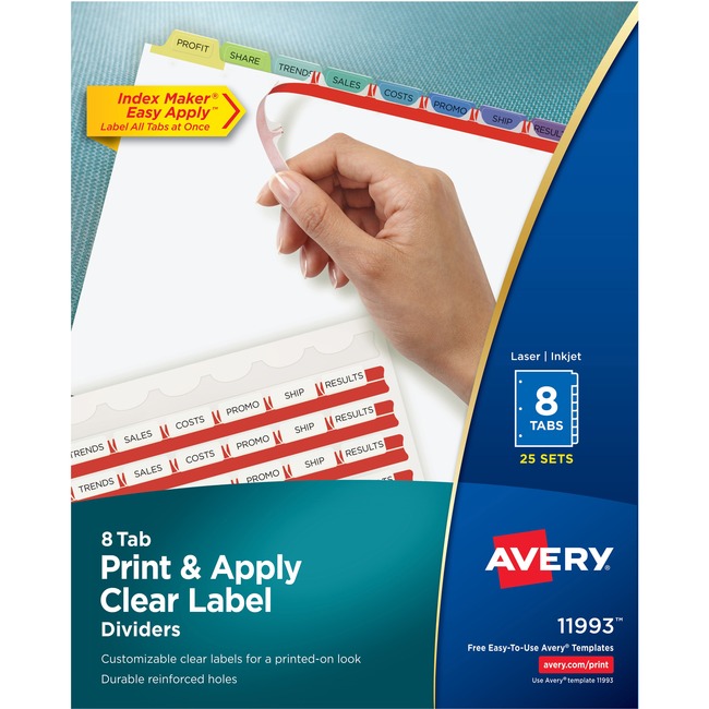 Avery Index Maker Print & Apply Clear Label Dividers with Contemporary Color Tabs