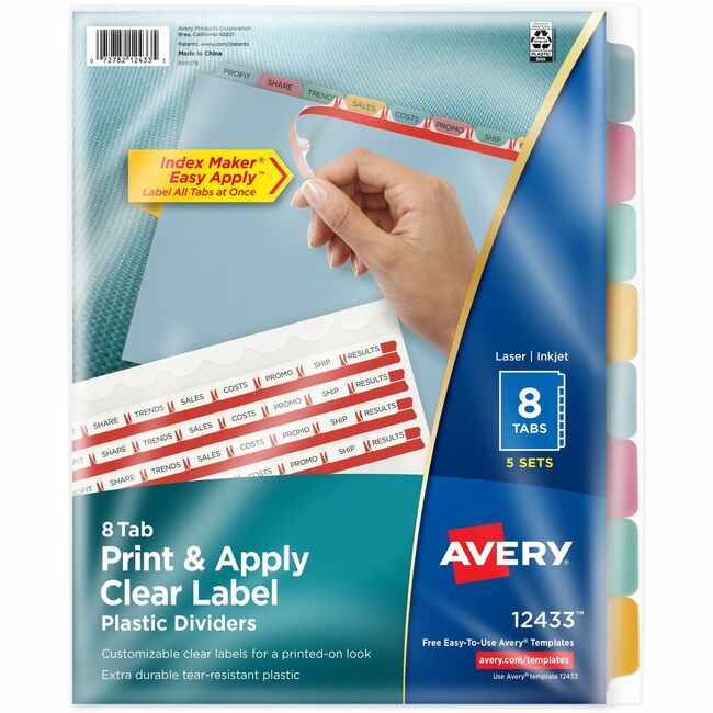 Avery Index Maker Print & Apply Clear Label Plastic Dividers