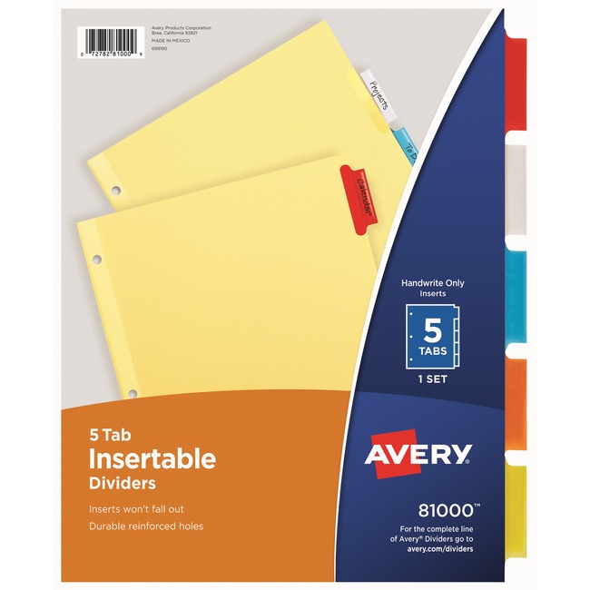 Avery Buff Colored Insertable Dividers - Clear Reinforced