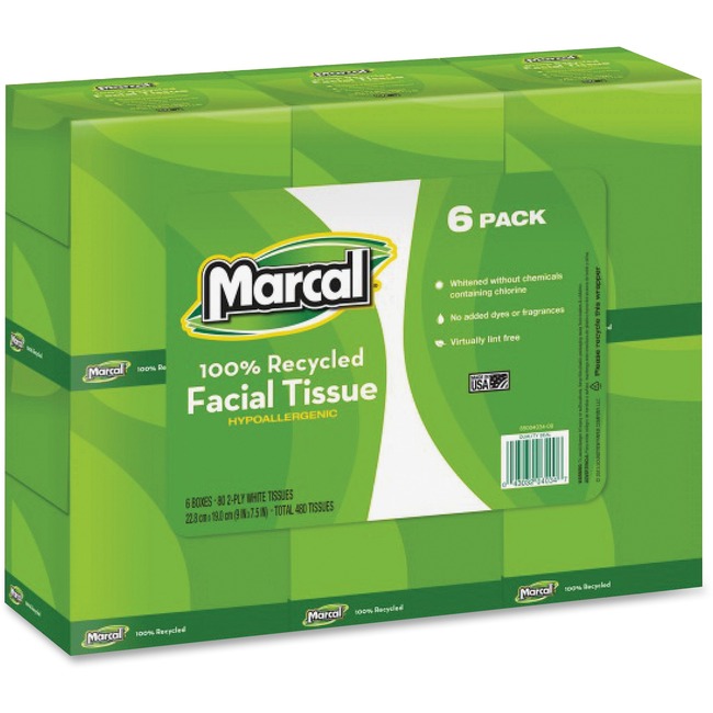 Marcal 100% Recycled, Upright Cube Facial Tissue