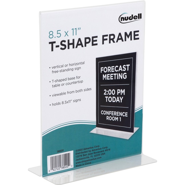 Nu-Dell T-shape Acrylic Frame Standing Sign Holder