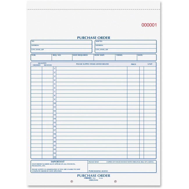 Rediform 2-part Carbonless Purchase Order Book