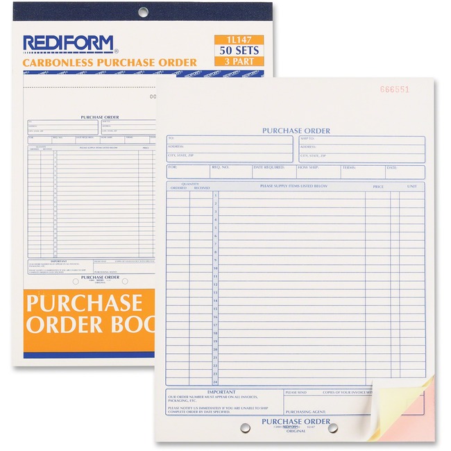 Rediform 2-part Carbonless Purchase Order Book