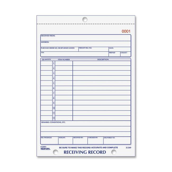 Rediform Carbonless Receiving Record Slip Book