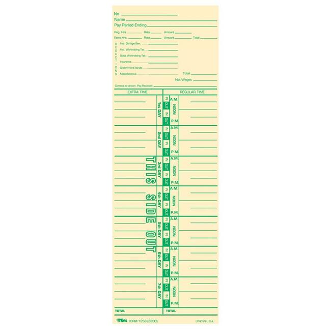 TOPS Payroll Calculation Time Cards