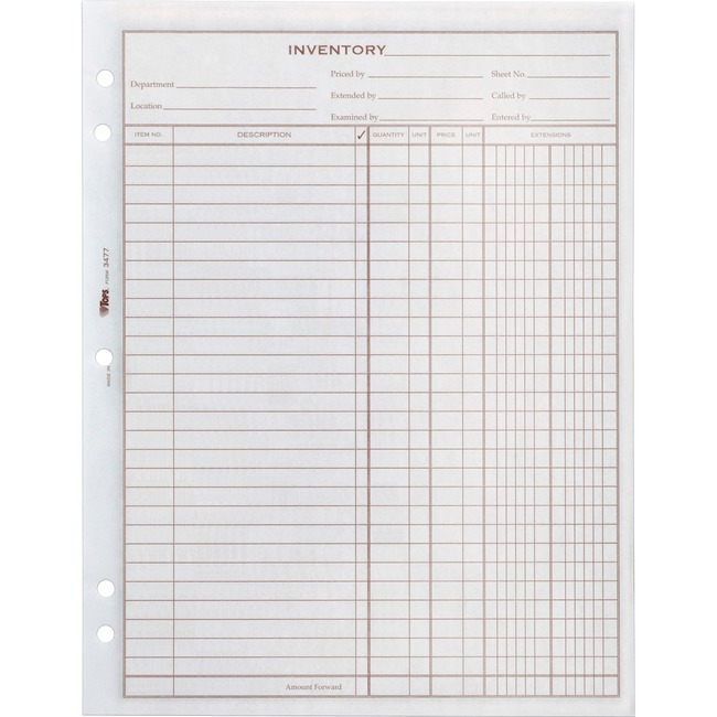 TOPS Easy Use Inventory Sheets