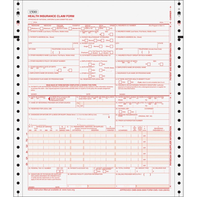 TOPS Two-part CMS-1500 Forms