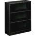 HON Brigade Steel Bookcase | 3 Shelves | 34-1/2"W | Black Finish - 41" Height x 34.5" Width x 12.6" Depth - Adjustable Shelf, Reinforced, Welded, Durable, Compact - Steel