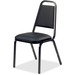 Lorell Upholstered Stacking Chairs - Black Vinyl Seat - Black Steel Frame - Charcoal Black - Vinyl, Steel - 4 / Carton