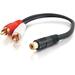 C2G 6in Value Series One RCA Female to Two RCA Male Y-Cable - RCA Female - RCA Male - 6" - Black