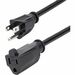 StarTech.com 1ft (0.3m) Short Extension Cord, NEMA5-15R to NEMA5-15P Black Extension Cord, 13A 125V, 16AWG, Computer Power Extension Cable - AC power extension cord 1ft/0.3m 16AWG power supply extension cable NEMA 5-15R to NEMA 5-15P connectors; 125V at 1