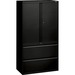 HON 800 Series Wide Lateral File with Storage Cabinet - 2-Drawer - 36" x 19.3" x 67" - 3 x Shelf(ves) - 2 x Drawer(s) for File - 2 x Side Open Door(s) - Legal, Letter - Lateral - Interlocking, Tamper Resistant, Locking Door, Ball-bearing Suspension, Leveling Glide, Security Lock - Black - Steel - Recycled
