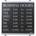 Headline Century Business Hours Sign - 1 Each - Business Hour Print/Message - 13" (330.20 mm) Width x 14" (355.60 mm) Height - Silver Print/Message Color - Customizable Time - Plastic - Black