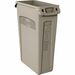Rubbermaid Commercial Slim Jim 23-Gallon Vented Waste Container - 23 gal Capacity - Rectangular - Durable, Handle - 30" Height x 11" Width x 22" Depth - Beige - 1 Each