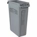 Rubbermaid Commercial Slim Jim 23-Gallon Vented Waste Container - 23 gal Capacity - Rectangular - Durable, Handle - 30" Height x 11" Width x 22" Depth - Gray - 1 Each