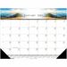 House of Doolittle Recycled Illustrated Desk Pad Calendar - Julian Dates - Monthly - January 2023 - December 2023 - 1 Month Single Page Layout - 22" x 17" Sheet Size - 2.38" x 2.88" Block - Desk Pad - White - Leatherette, Paper - Non-refillable - 1 Each