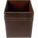 Dacasso Wastebasket - Square - 12" Height x 9.5" Width x 9.5" Depth - Leather - Brown - 1 / Each