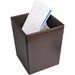 Dacasso Wastebasket - Square - 12" Height x 9.5" Width x 9.5" Depth - Leather - Chocolate - 1 Each