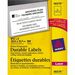 Avery Durable ID Labelswith TrueBlock&trade; Technology for Laser Printers, 8?" x 5" - Waterproof - 5" Height x 8 1/8" Width - Permanent Adhesive - Rectangle - Laser - White - Film - 2 / Sheet - 50 Total Sheets - 100 Total Label(s) - 100 / Box - Permanent Adhesive, Durable, Heavy Duty, Scuff Resistant, Tear Resistant, Smudge Resistant, Weather Resistant