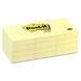 3M Plain Notes - 1 1/2" x 2" - Rectangle - Unruled - Canary Yellow - Removable - 12 / Pack
