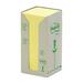 3M Green Recycled Notes - 1600 x Yellow - 3" x 3" - Square - Yellow - Paper - Self-adhesive, Repositionable - 16 / Pack