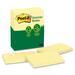 3M Plain Recycled Notes - 3" x 5" - Rectangle - Unruled - Canary Yellow - Removable - 1 Each