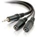 C2G 6ft One 3.5mm Stereo Male to Two 3.5mm Stereo Female Y-Cable - Mini-phone Male Stereo - Mini-phone Female Stereo - 6ft - Black