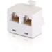 C2G RJ45 8-pin Modular T-Adapter - 1 Pack - 1 x RJ-45 Network Male - 2 x RJ-45 Network Female - White